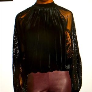 Free People Velvet Lace Top